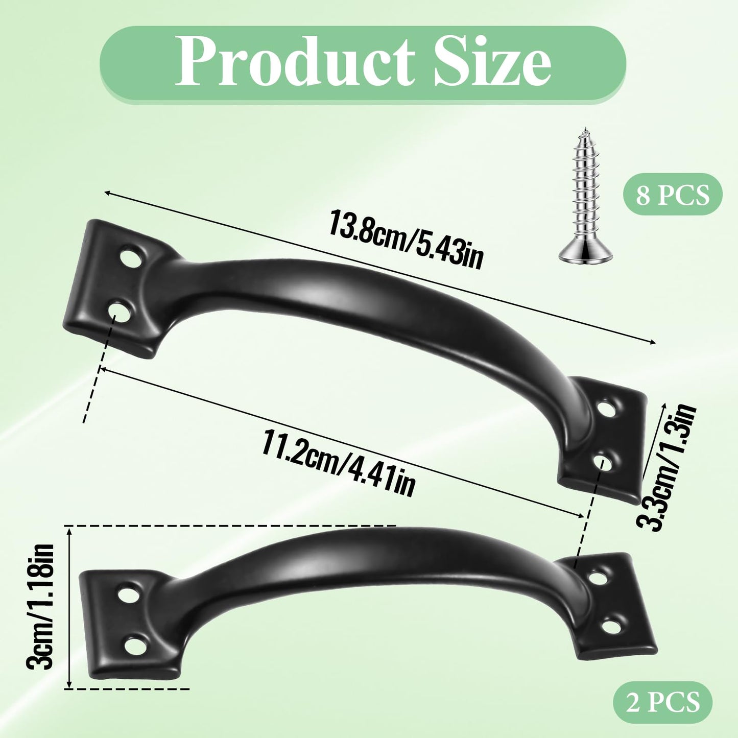 KALIONE 5.4" Garage Door Handle Metal Gate Handle Screen Door Handle Shed Fence Gate Handles for Wooden Fences Outdoor(2 Packs Black)