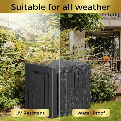 TARKARI 35 Gallon Lockable Resin Deck Box, Waterproof & UV-Resistant Outdoor Storage Box for Outdoor Cushion Storage, Garden Tools & Pool Accessories Storage, Black