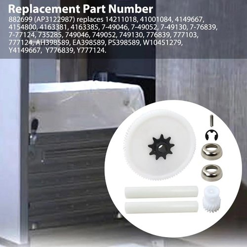 882699 (AP3122987) Trash Compactor Drive Gear Kit 14211018, 41001084, 4149667, 4154800 Replacement for KUCS03FTSS3 TRASH COMPACTORS