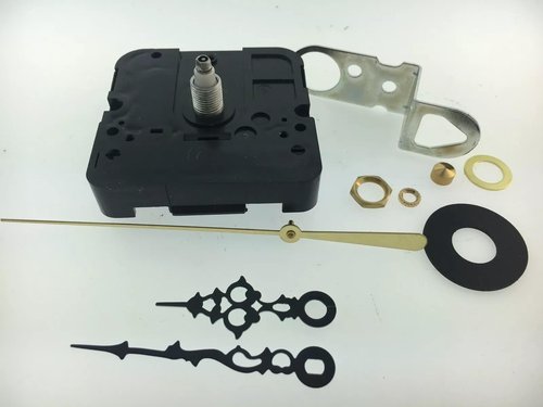 Takane Quartz Clock Movement Kit, 5/8 inch Shaft, Black Fancy Hands, Fits 1/4 inch Dial