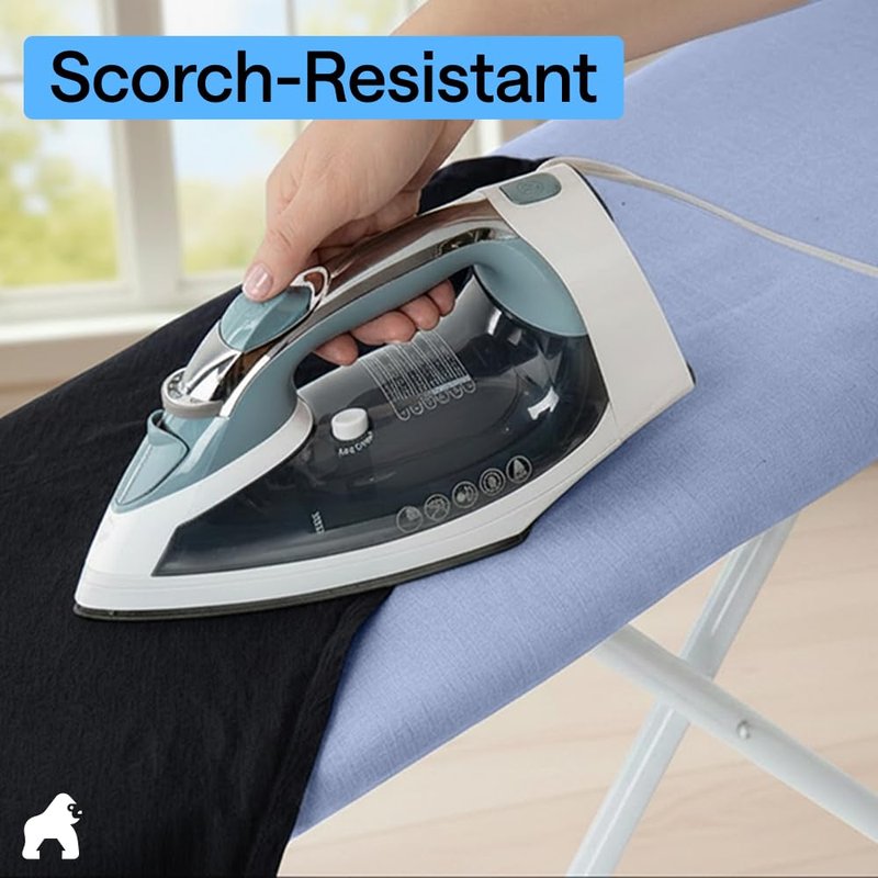 GORILLA GRIP The Original Ironing Board Cover and Pad, Silicone Coating, 400°F Scorch Resistant Thick Padding, Heavy Duty Iron Covers Standard Boards, Hook and Loop Fastener Strap, Blue 18x49