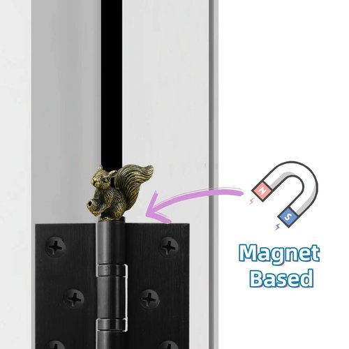 3PCS Brass Mini Small Squirrel Hinge Heads Decorative Topper Set,Magnetic Hinge Head Toppers,Brass Squirrels Nuts Door Hinge Heads Decorative Topper Cute Magnetic Hinge Heads Figurines 