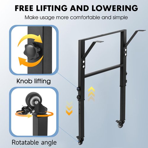 19.6-Inch Depth Workbench Frame, Height Adjustable 28.5" to 33.8",Set of 4 Metal Wheels with Brakes, Heavy Duty Industrial DIY Furniture Legs for Study Des,Cabinet(Wheels)