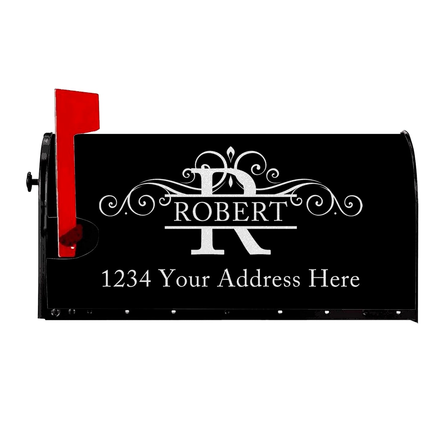 Custom Monogram Last Name Mailbox Covers Personalized Numbers Address Mailbox Cover Magnetic Standard Size, Customized Wraps Post Letter Box Cover for Garden Yard Outside Decorations 18" X 21"