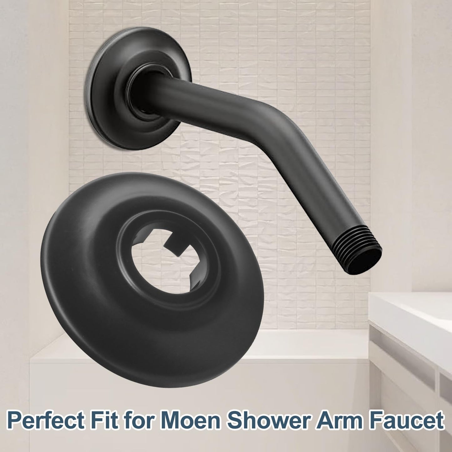 Shower Arm Flange Replacement for Moen Universal Standard Shower Arm Flange AT2199WR,Wrought Iron,Fit for Moen Shower Arm & Drain System,Round