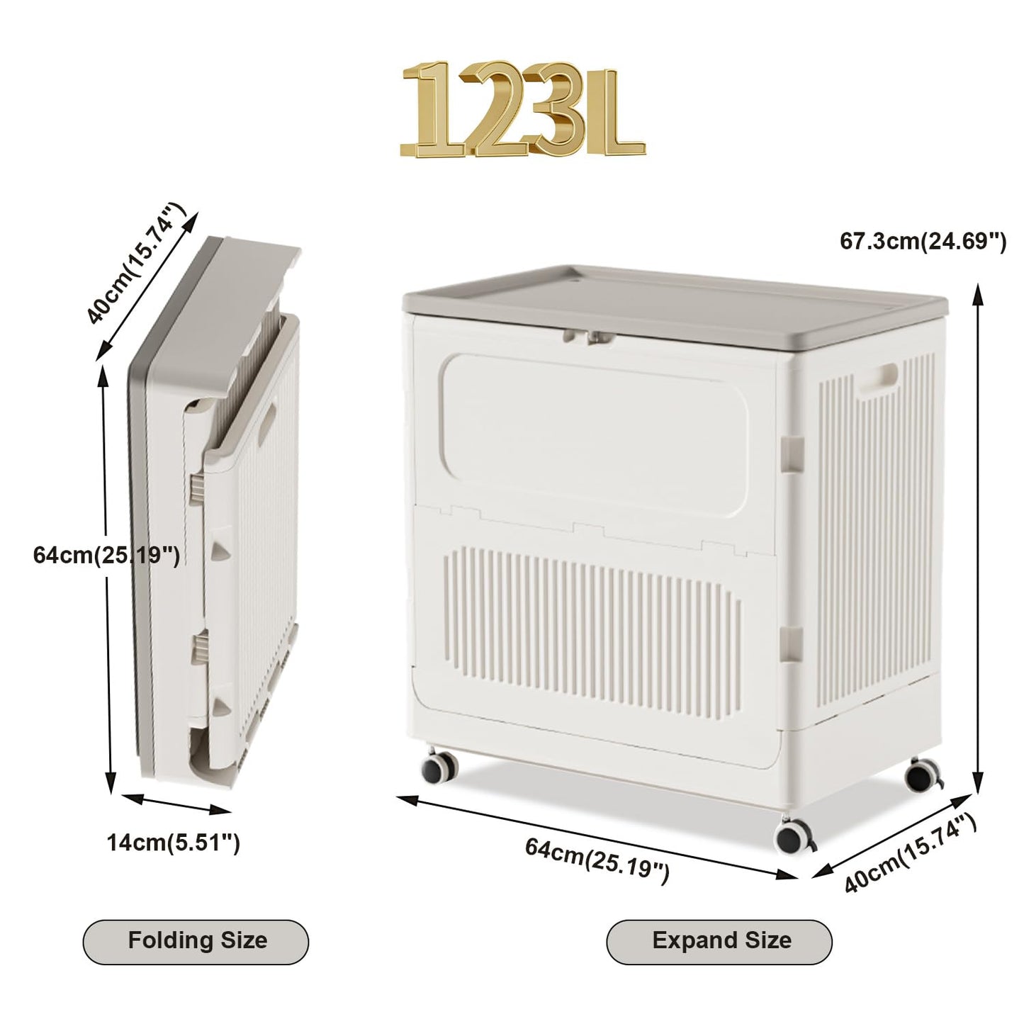 YardGo Dirty Laundry Basket, Laundry Hamper with Lid and Wheels, Rolling Laundry Basket, Waterproof Outdoor Box Storage- Ideal for Clothes Toys Storage, for Laundry, Kids Room, Home Gym(Cream Grey)