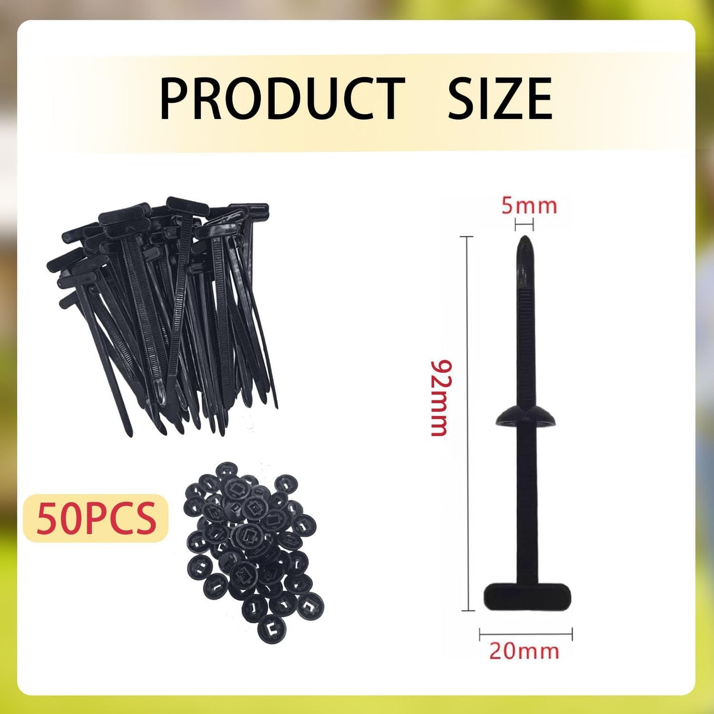 Nylon Universal Cable Tie Buckle, Locking Zip Ties Holder with Pin & Button Design, Suitable for Car Daily Auto Fixing (50PCS)
