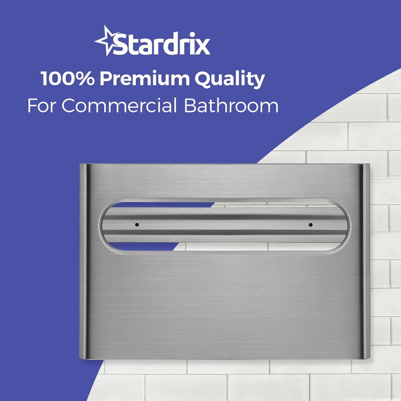 Stardrix Slim Brushed Stainless Steel Toilet Seat Cover Dispenser – Designer Wall-Mount Holder with Curved Edges and Large Capacity for Single or 1/2 Fold Covers, Aesthetic and Modern Look