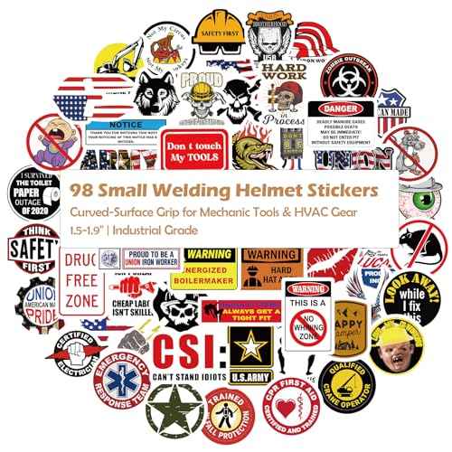 Funny Hard Hat Stickers for Adults, 198 PCS Blue Collar Stickers for Men, Vinyl Waterproof Sticker for Welding Helmets, Toolboxes | Blue Collar Gifts for Electricians, Mechanics, Welders & More