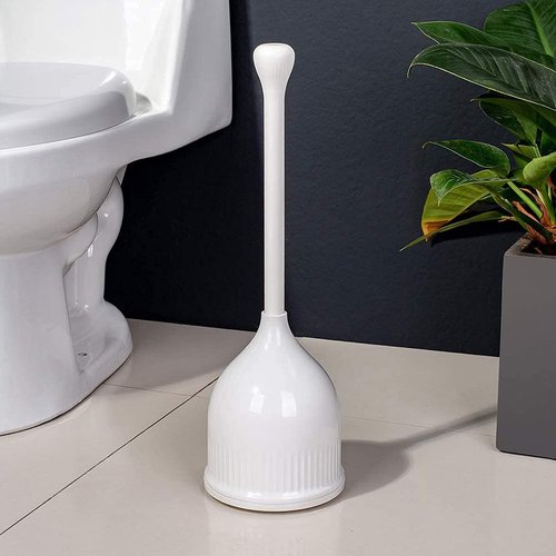 YANXUS Toilet Plunger, Hideaway Toilet Plungers with Caddy, Plungers for Bathroom with Holder, Heavy Duty Toilet Plunger with Holder - White