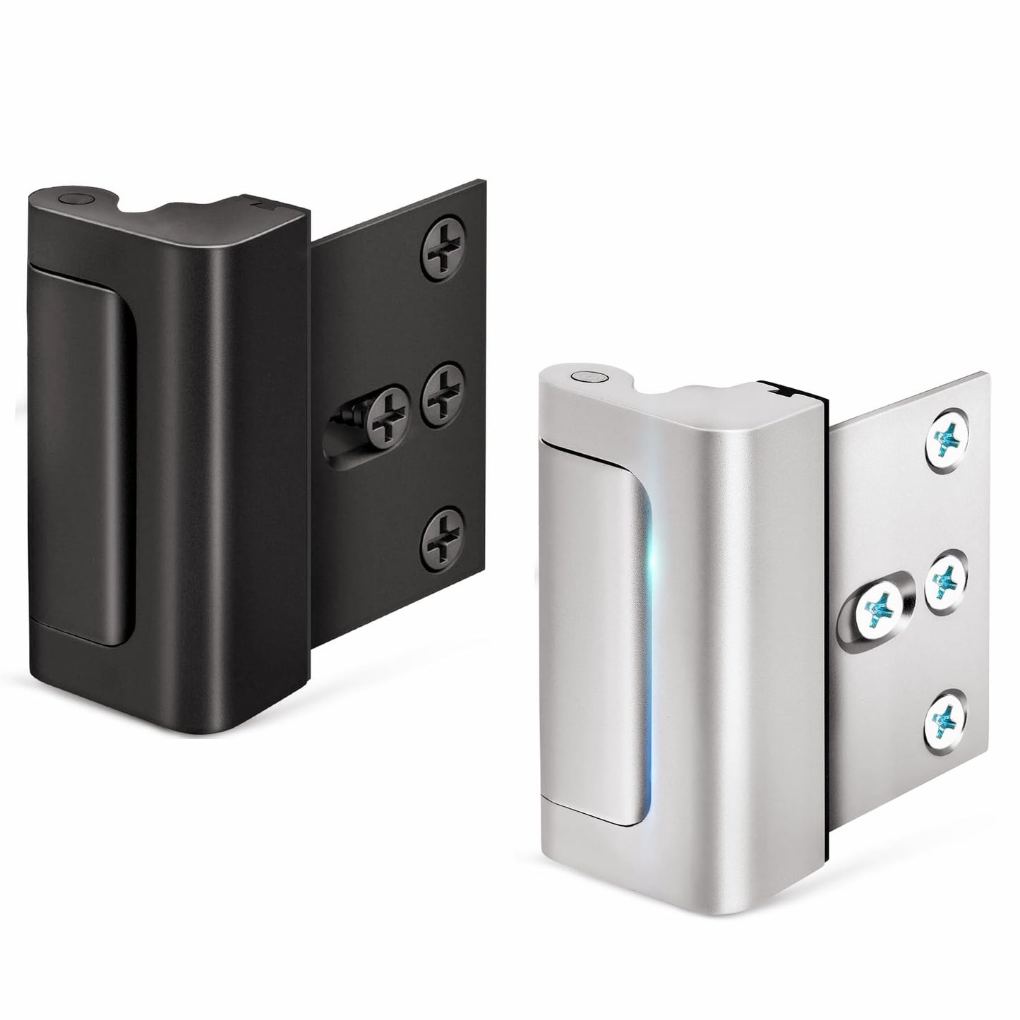 Home Security Door Locks for Kids Safety 2 Pack Extra Childproof Door Reinforcement Lock Latch Device from Inside for Inward Swinging Front Back Patio Courtyard Bedroom Interior Doors (Sliver+Black)