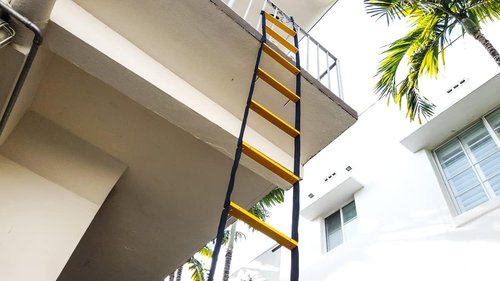 Built-in Fire Escape Ladder 3 Story 25ft - Rope Ladder for Fire Escape in Red Box - Built-in Emergency Ladder Storage & Mounting Anchors Included - Fire Ladders 3 Story - Integrated Emergency Ladders