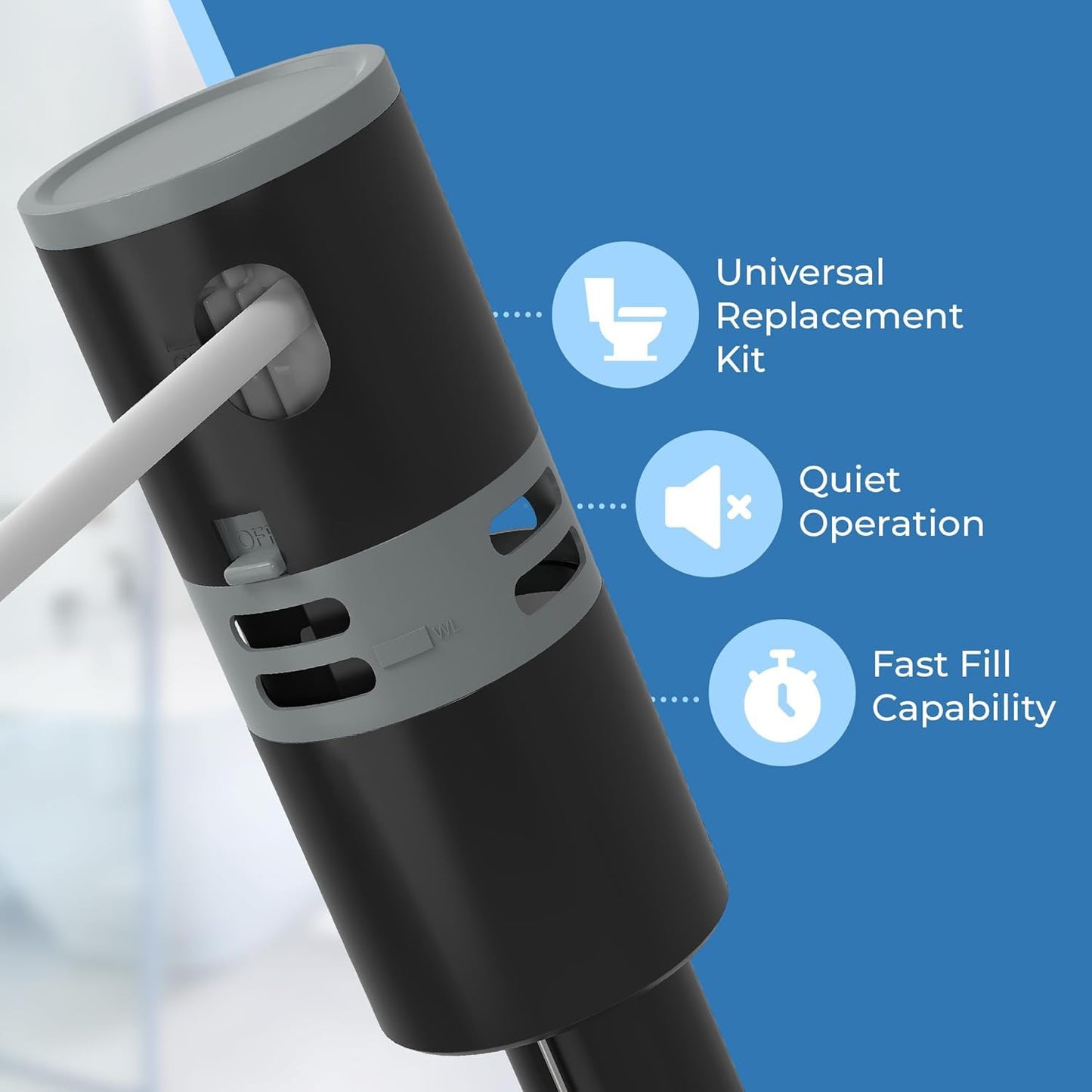 Ravine High Performance Universal Toilet Fill Valve Replacement Kit - Quiet & Fast Fill - Easy Install Toilet Fill Valve Replacement - Fill Valve for Toilet Tank - Toilet Float Replacement Kit