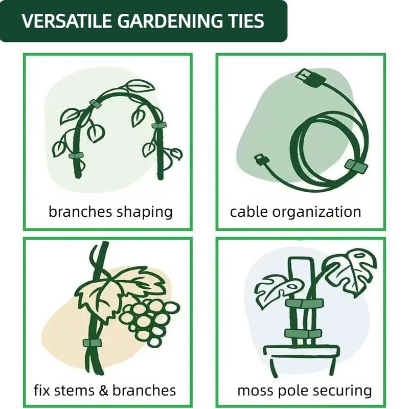 CHZKVOY, Green, Reusable, 100PCS, 6 - Inch Adjustable Anti - Slip Nylon Plant Ties & Straps Featuring Hook and Loop Fasteners - Optimal for Climbing Plants Support and Christmas Garland Ties