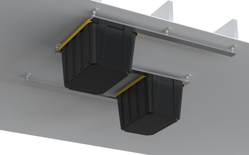 DURA-LIFT Elevate Overhead Slide Bin Gargage Storage System, Holds Up to 6 Totes with Adjustable Heavy Duty Aluminum Rails For Organization - 270 LBS Weight Capacity