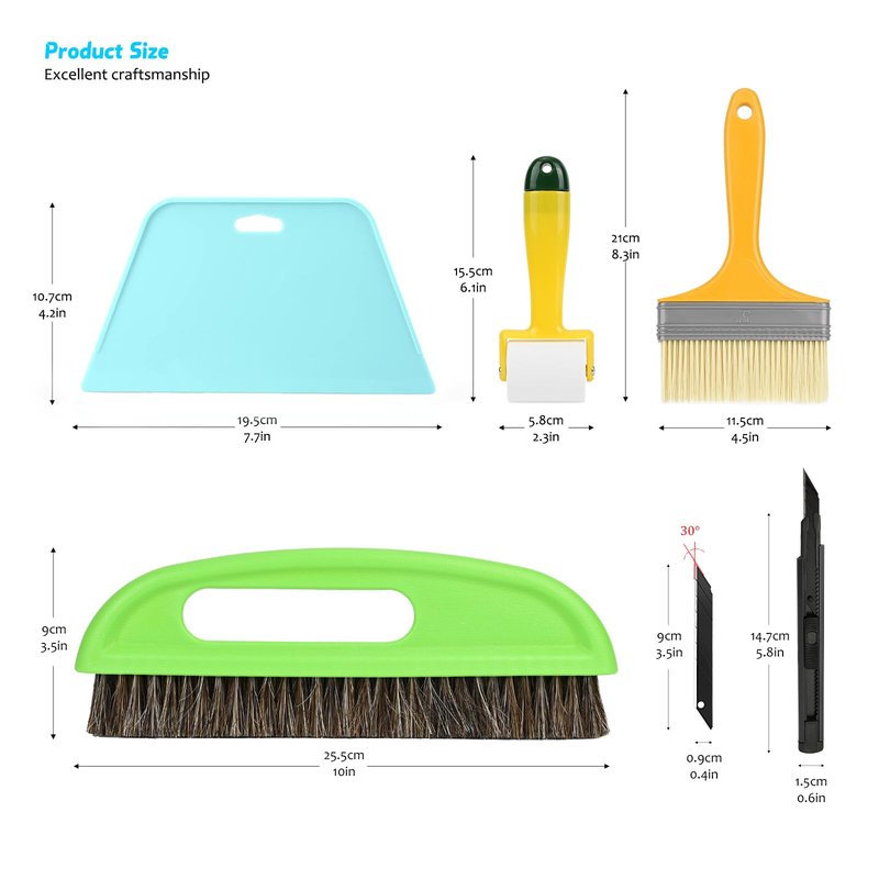 EHDIS Wallpaper Smoothing Tool Kit Wallpaper Smoothing Brush Wallpaper Squeegee Seam Roller for Applying Peel and Stick Wallpaper, Vinyl Backsplash Tile,Smoothing Wallcovering