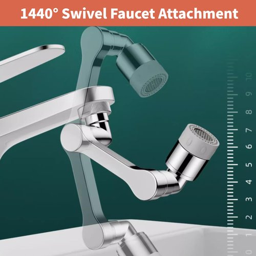 ELESULTRA 1440° Swivel Sink Extender - Universal Kitchen Sprayer, 2 Flow Modes, 1080°+360° Rotatable Kitchen Sink Attachment, Swivel Multifunctional Robotic Arm for Kitchen/Bathroom
