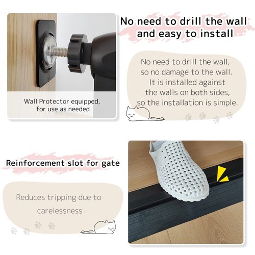 Lumizone Extra Tall Cat Gate 61.02" High Pressure Mounted Extra Wide 30.12"-34.05" (17Sizes) 1.37" Gap No Drilling Auto-Close Tall Pet Gate for Dogs (Black, 30.12"-34.05"/76.5-86cm)