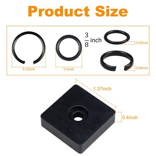 Juvielich 3/8" Impact Retaining Ring Clip with O-Ring,Fits for Mmilwaukeei Pneumatic Type Impact Wrench, Including Retainer Ring Anvil Install Tool(10 Sets)