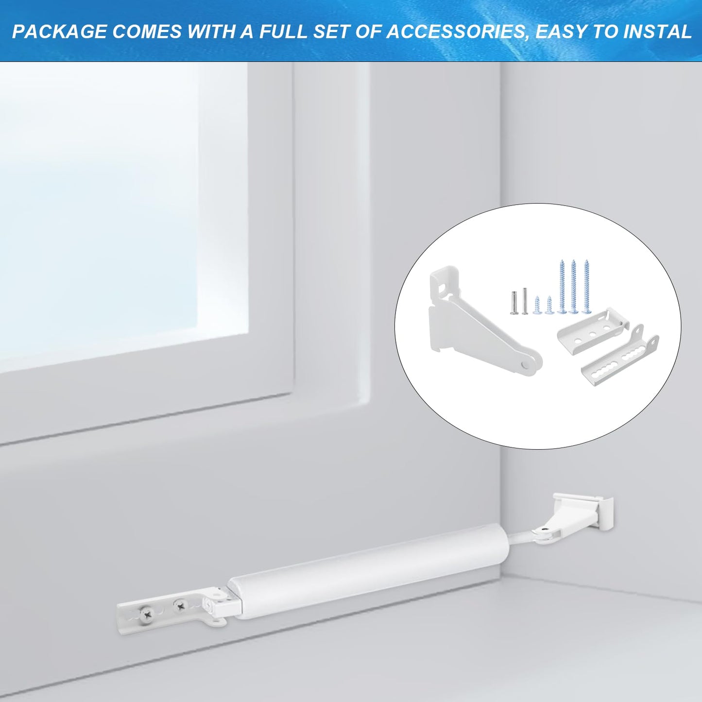 Reinforced Storm Door Closer Bracket Kit, Heavy-Duty Screen Door Closer Replacement Part for Andersen, Emco, Larson & Pella 40201 Door Repair Kits, Protecting Doors from Strong Wind Damage (White)