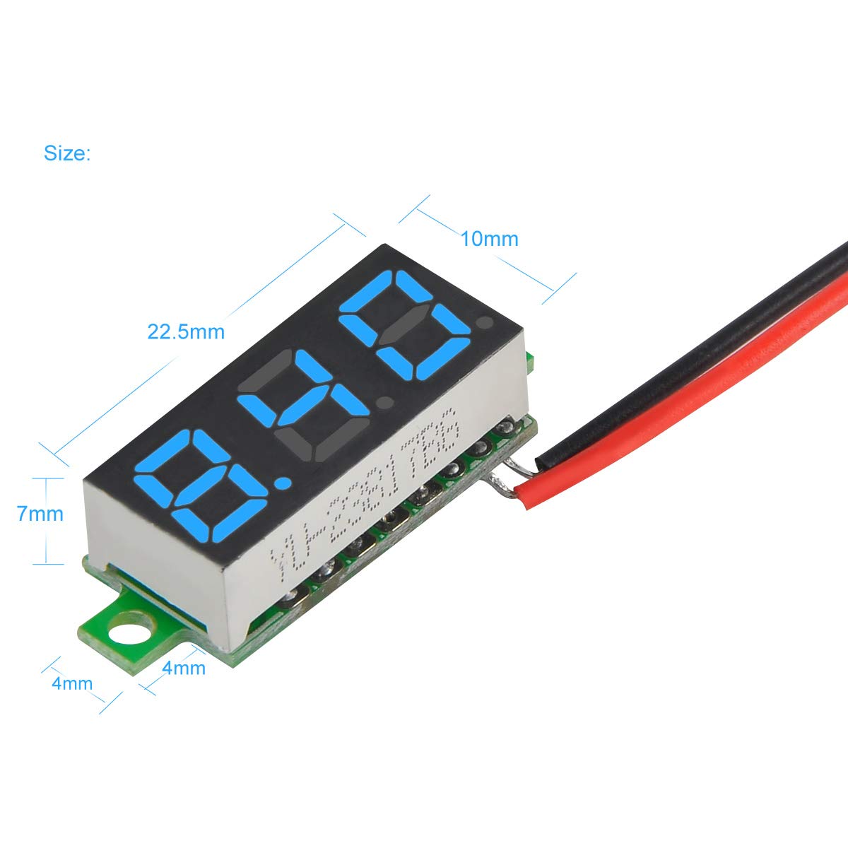 MakerFocus 5pcs Mini Digital DC Voltmeter 0.28 Inch Two-Wire 2.5V-30V Mini Digital DC Voltmeter Voltage Tester Meter 5 Colours