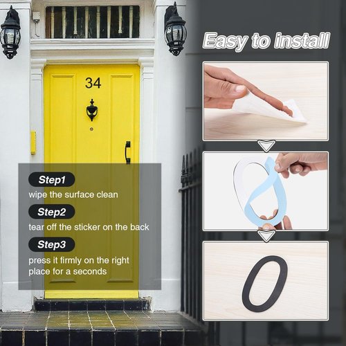 6 Inch Self-adhesive House Numbers,Stainless Steel House Number for Outside,Big Modern House Numbers, Garden Door Address Numbers for House, 911 Visibility Signage (1)