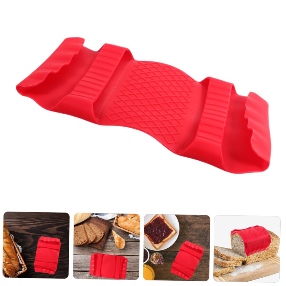 OUNONA 2-in-1 Bread Slicer Oven Mitts Kit Heat Resistant Gloves Cutting Protectors for Easy Baking Safety