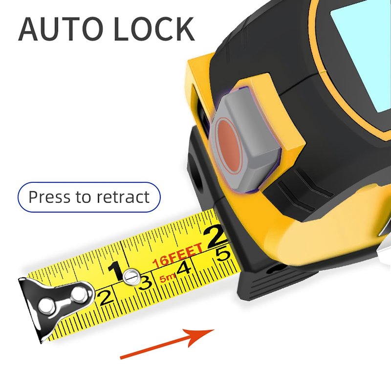 Voice Intelligent Tools 3-in-1 Laser Tape Measure ,Digital Measuring Tape Ruler-LCD Backlight 5M/16Ft Tape & Laser 100m/328Ft Rangefinder,Crosshairs Markings,Data Storage (Yellow, 100m/328ft)
