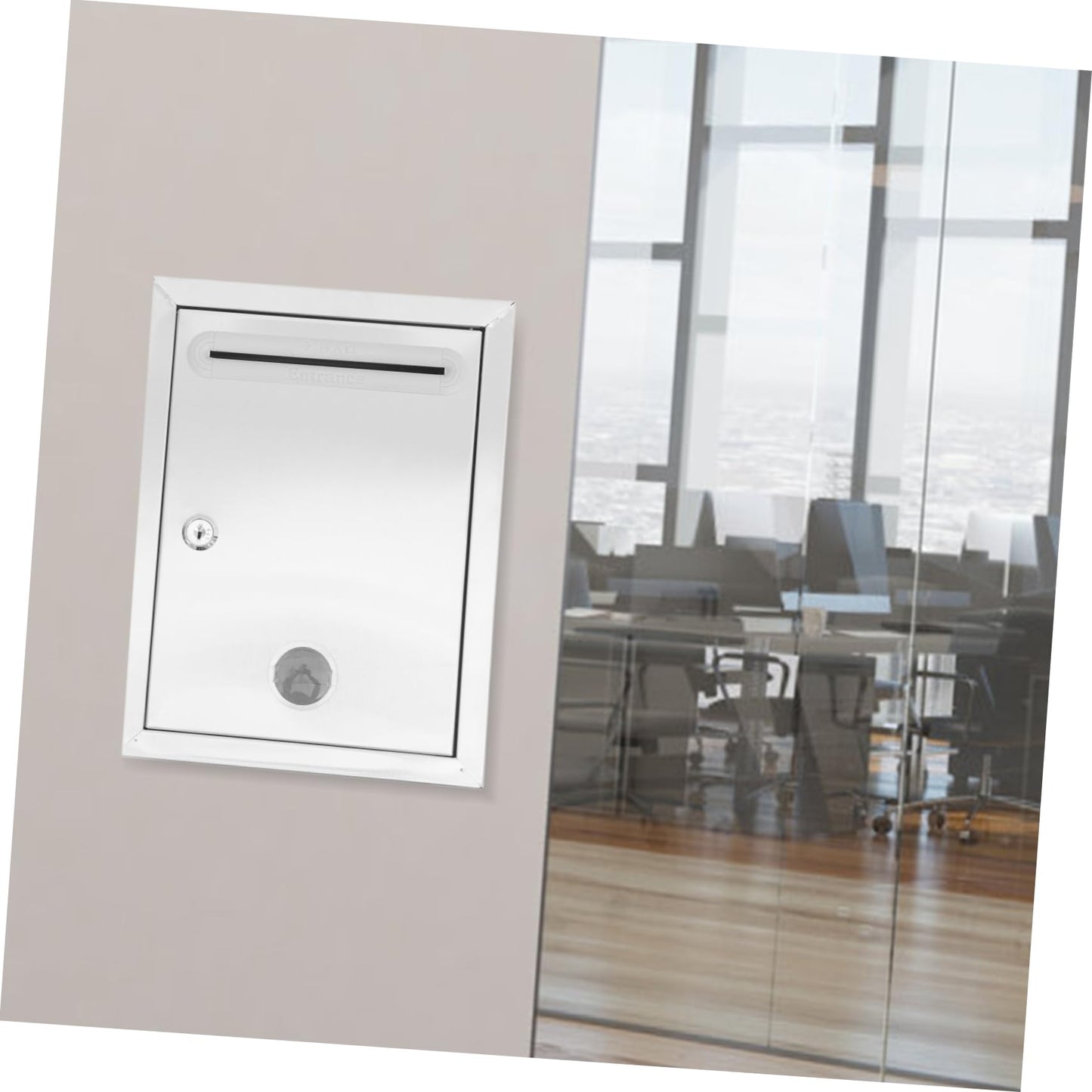Gadpiparty Lockable Stainless Steel Donation Box Wall-mounted Suggestion Box Slot for Letters Ballots and Donations Metal Construction for Office and Public Use