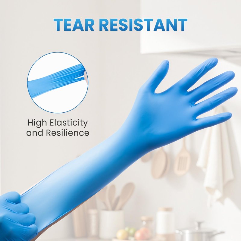 Borje Nitrile Exam Gloves Medium, 100 Count Disposable Gloves, Blue, Latex-Free Powder-Free, Food Safe, Cooking, Cleaning