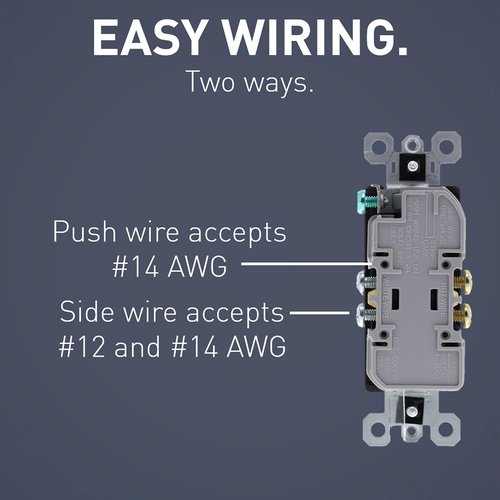 Legrand radiant 885WCC21 15 Amp Decorator Duplex Outlet, Side Wire or Push Wire, White (1 Count)
