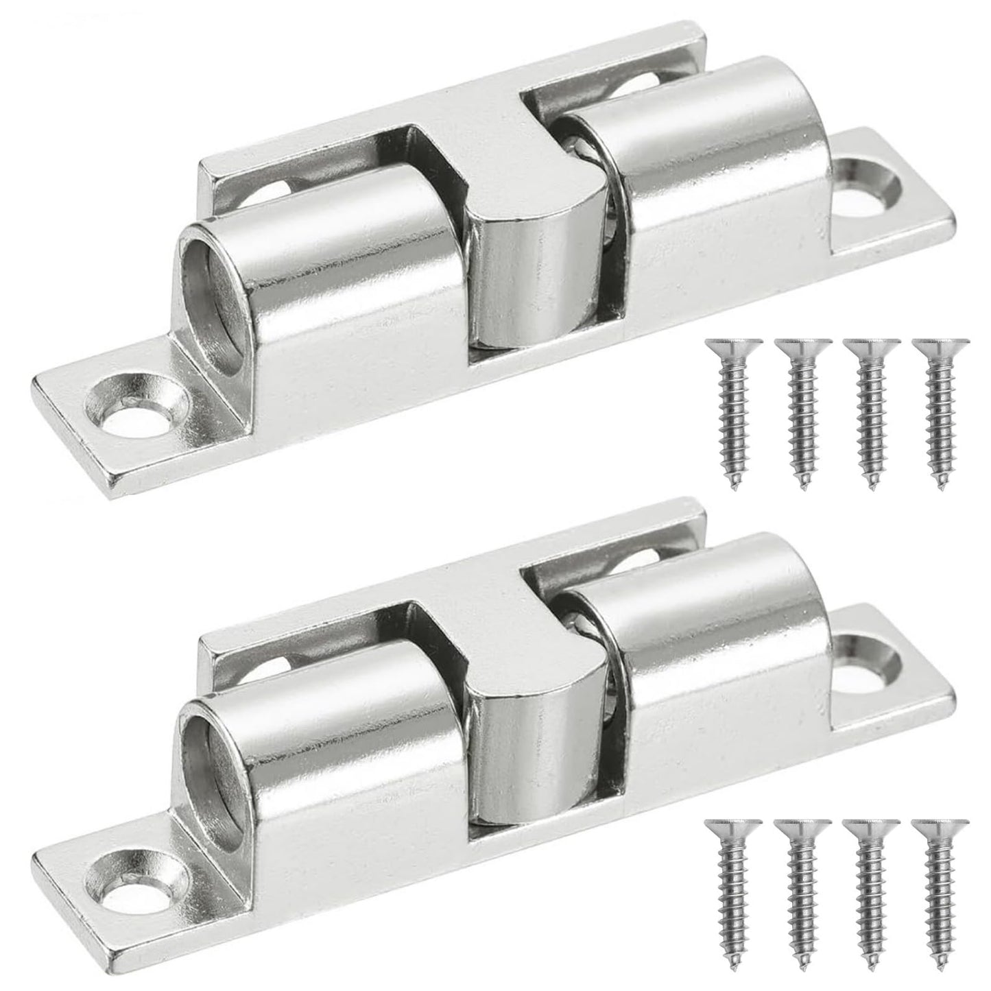 2Pcs Cabinet Door Catch, Solid Stainless Steel Adjustable Ball Tension Roller Catch Cabinet Door Double Ball Tension Catch with Screws for Ship Yacht RV (70MM)