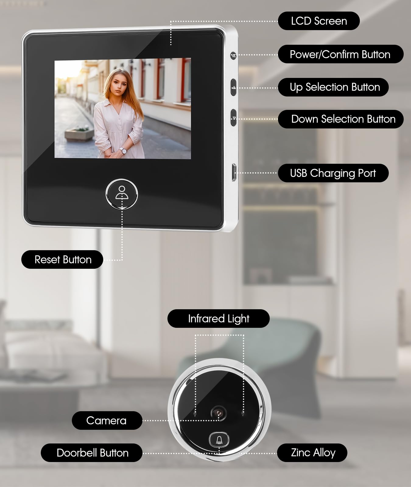 Irosiy 2.8in Digital Door Viewer Peephole Camera with High-Definition Display, Infrared Night Vision, Wide Angle for Home, Hotel, Apartment, Security Digital Door Eye Viewer