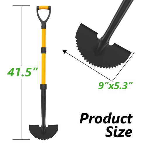 COSITA Edger Lawn Tool, 41-inch Manual Lawn Edger for Grass, Half Moon Hand Edger Tool with D-Grip, Metal Saw Tooth Garden Edger with Long Handle for Sidewalk, Yard