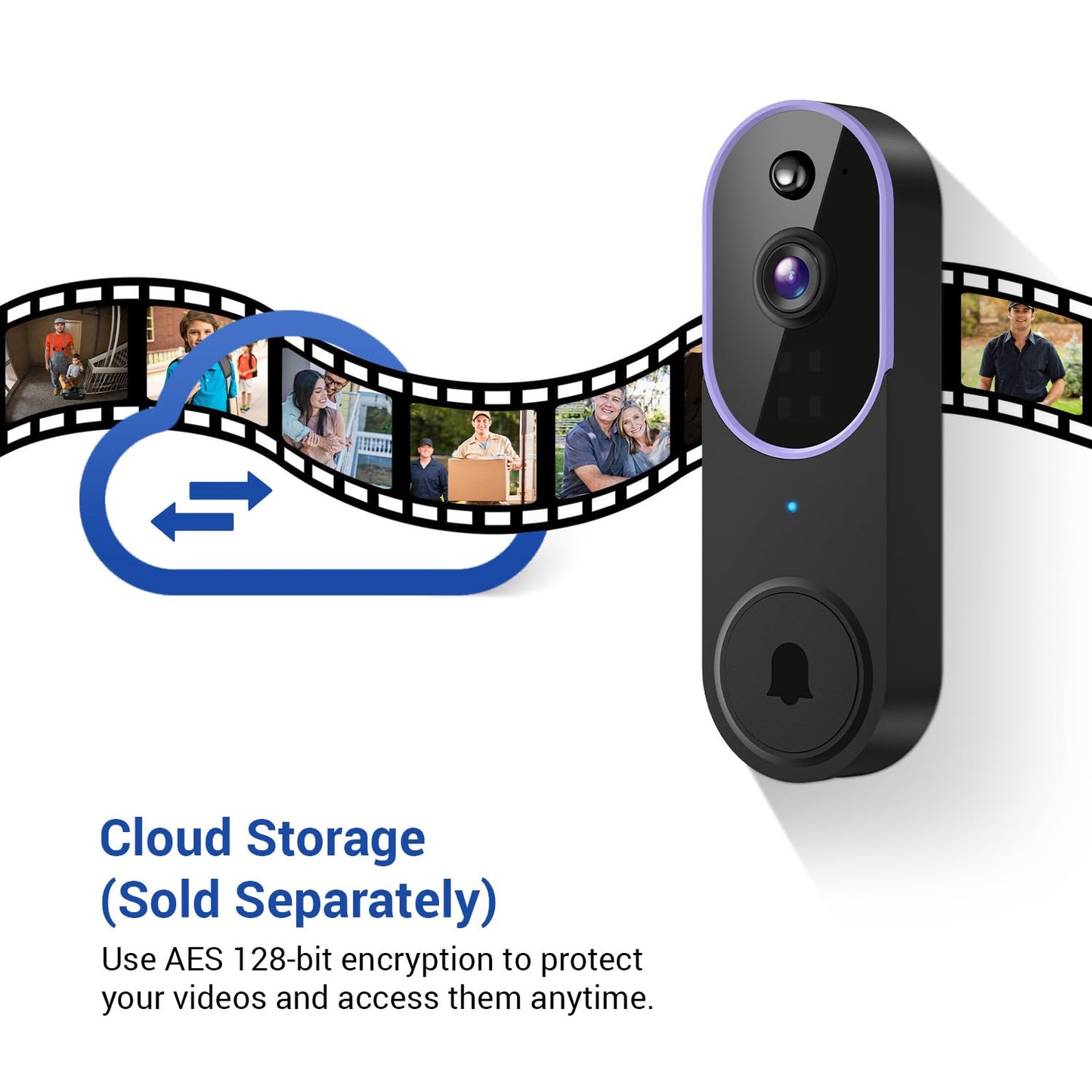 SizzChat 1080P Wireless Video Doorbell Camera, Smart AI Human Detection, Night Vision, 2-Way Audio, Battery Powered, Cloud Storage, 2.4G WiFi, Indoor Outdoor Surveillance