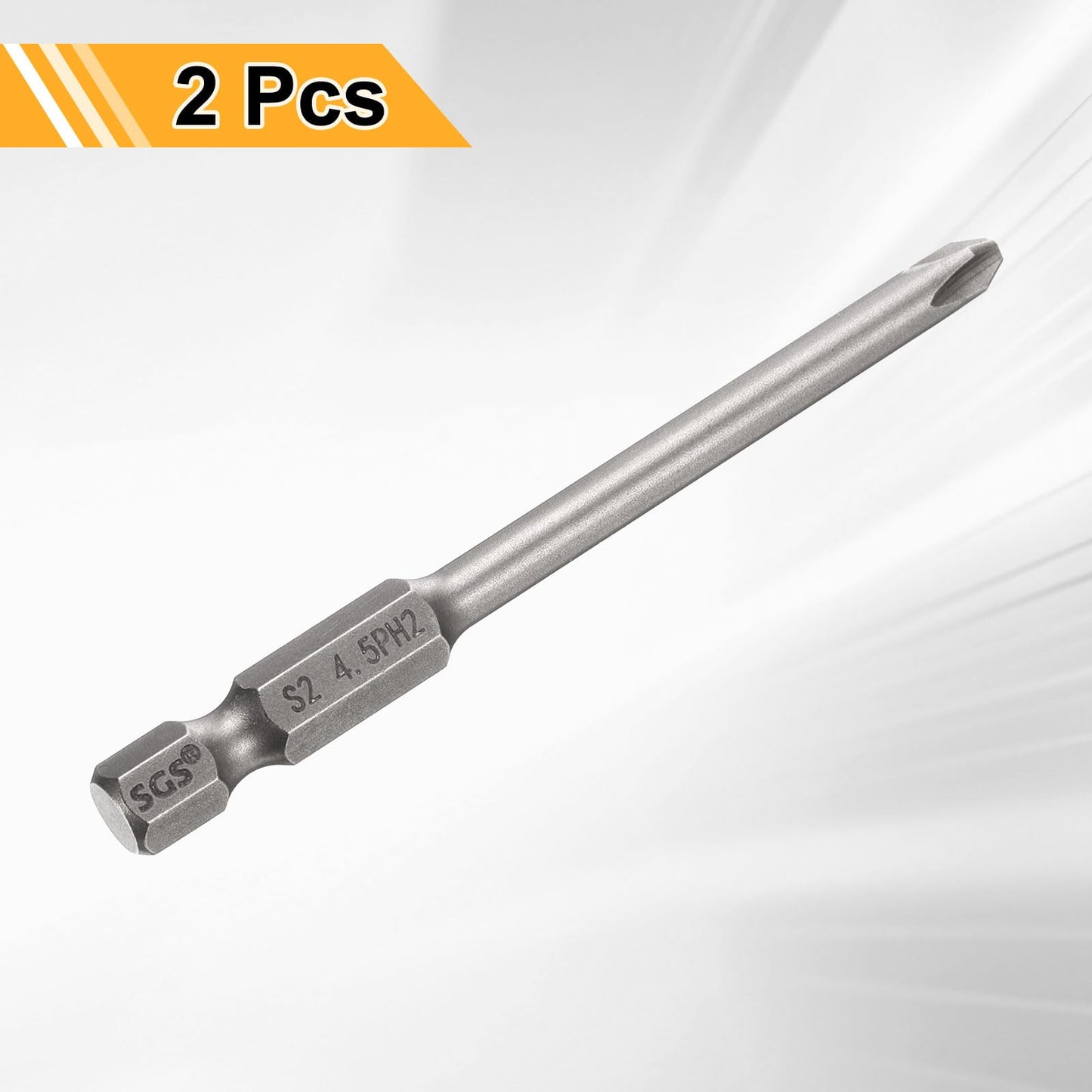 HARFINGTON 2pcs #2 Phillips Screwdriver Bit PH2 1/4" Hex Shank 3" (75mm) Long 0.18" Rod Magnetic Cross Head Drill Bits S2 Steel Industrial Screw Driver for Electric Power Tools, Gray