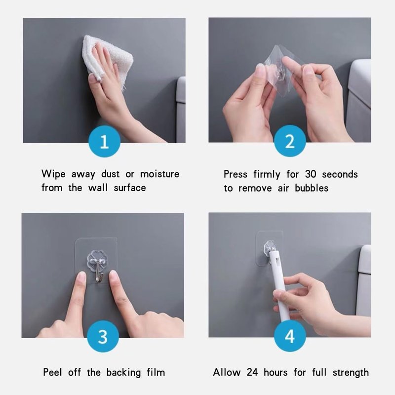 PapaPick Adhesive Wall Hook, Set Heavy-Duty Thickened self-Adhesive Hook,16Pcs,33lb max Loading,Transparent, Waterproof, Bathroom, Outdoor, Kitchen, Doors, Practical Tools.