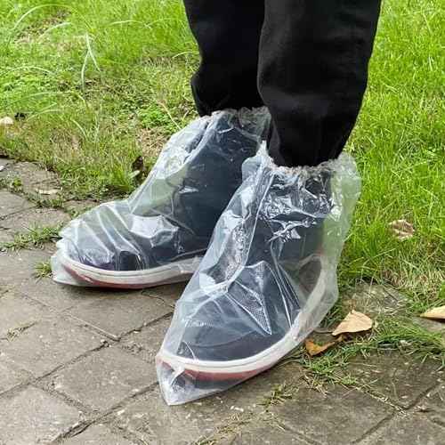 20Pcs Rain Covers for Shoe Clear - Waterproof Disposable Plastic Clear Heavy Duty Shoe Covers for Men and Women