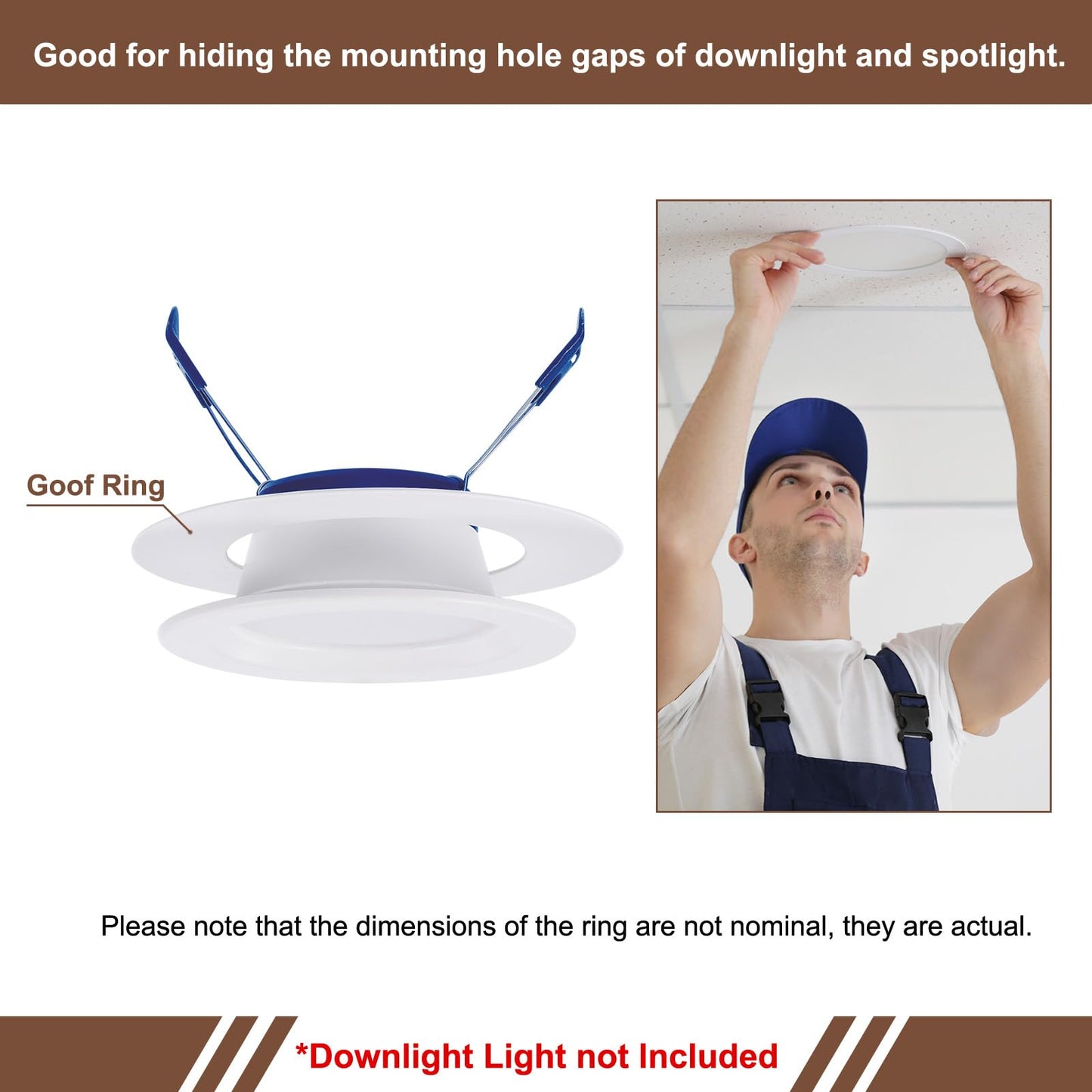 Awclub Goof Trim Ring, 2 Pack 4-Inch x 5.5-Inch (ID x OD) for Recessed Can Downlights for Ceiling Light Fixtures, Matte White, Steel Construction