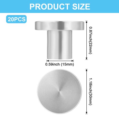 Ubamdom 20 Pack Brushed Satin Cabinet Knobs Round Kitchen Drawer Knobs, Single Hole Cabinet Pulls 1.18 Inch (30MM) Silver Knob for Cabinets Kitchen Cabinets Hardware Furniture Hardware Drawer Handle