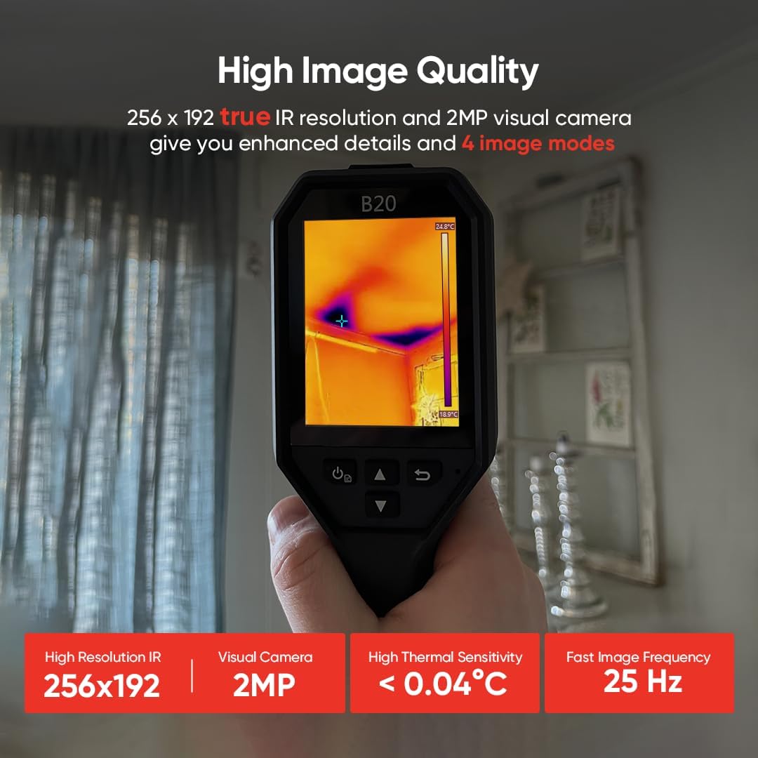 HIKMICRO B20 Thermal Imaging Camera with 2MP Visual Camera, Thermal Camera 256 x 192 IR Resolution, 25 Hz Refresh Rate, 3.2" LCD Screen, Full Screen Measurement Thermal Scanner with WiFi, -4~1022°F