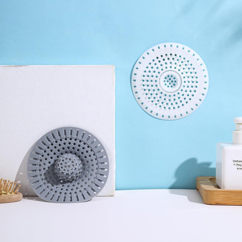 Shower Drain Hair Catcher, Premium Silicone Drain Protector & Shower Drain Cover for Regular Drains of Shower Room, Bathroom, Grey