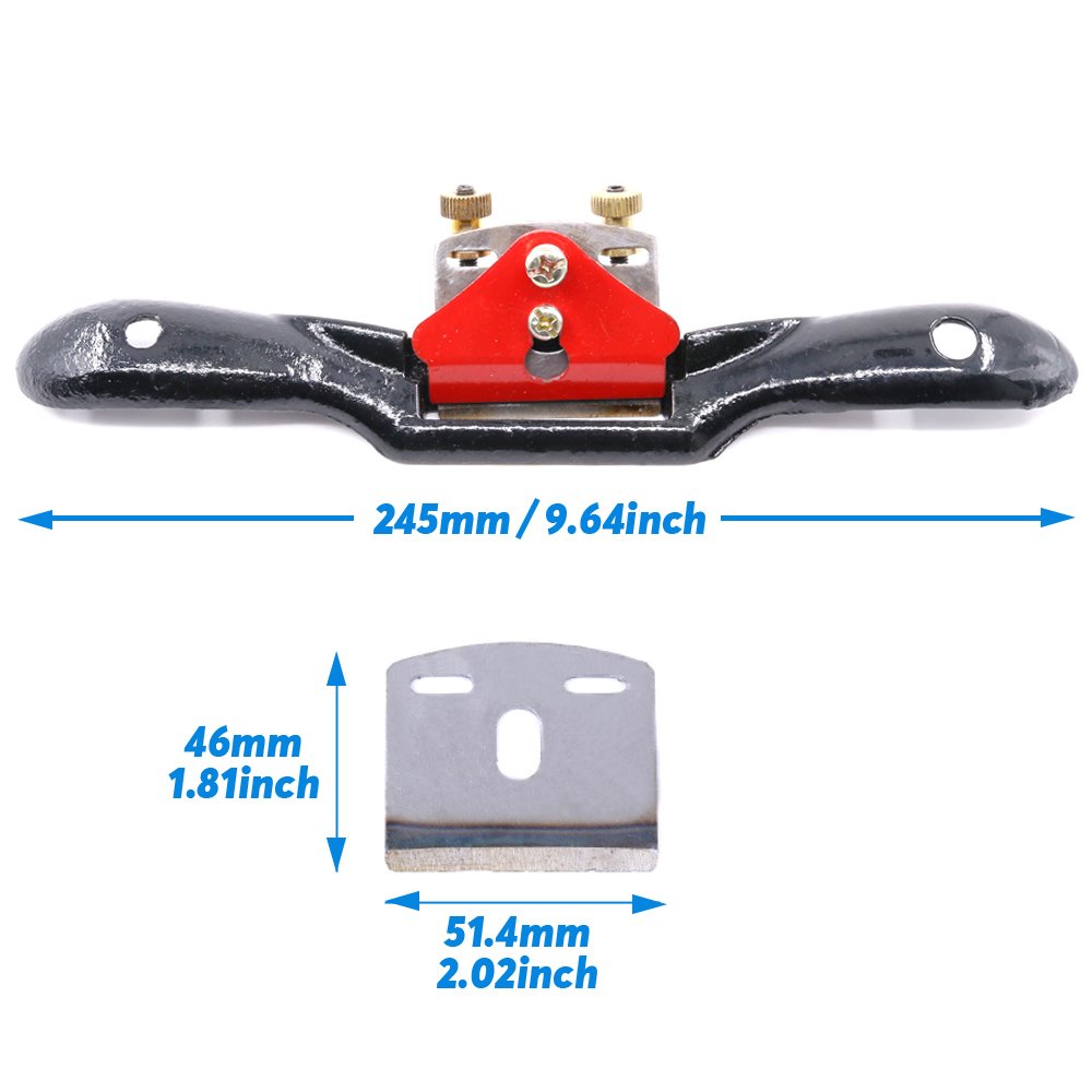 Swpeet 10'' Adjustable SpokeShave with Flat Base, Metal Blade Hand Tool Perfect for Wood Craft and Wood Working