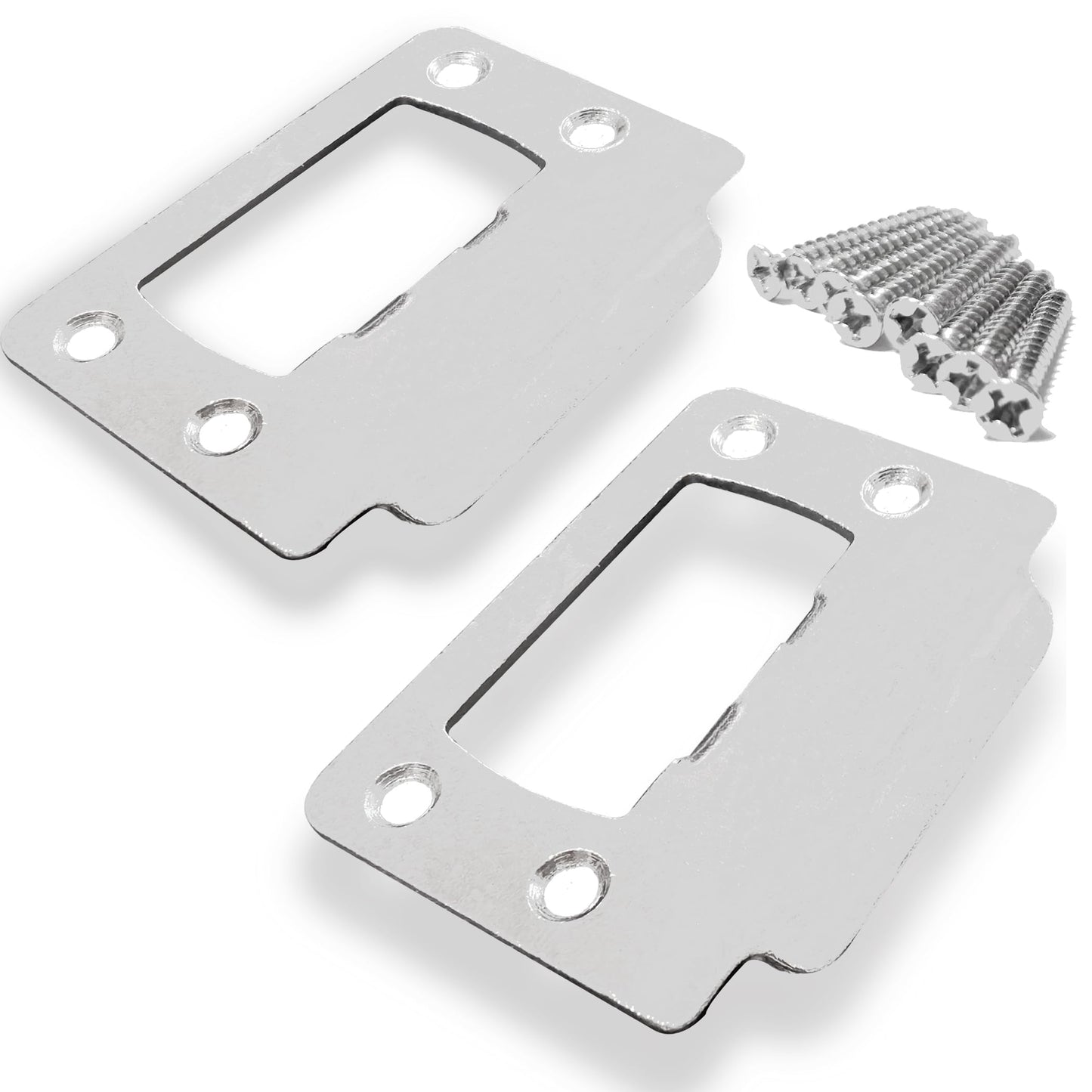 2-1/4" by 1-3/4" Door Latch Restorer Strike Plate for Doors, 2 PCS Universal Door Lock Hardware with Foul 1" Long Screws (Satin Nickel)