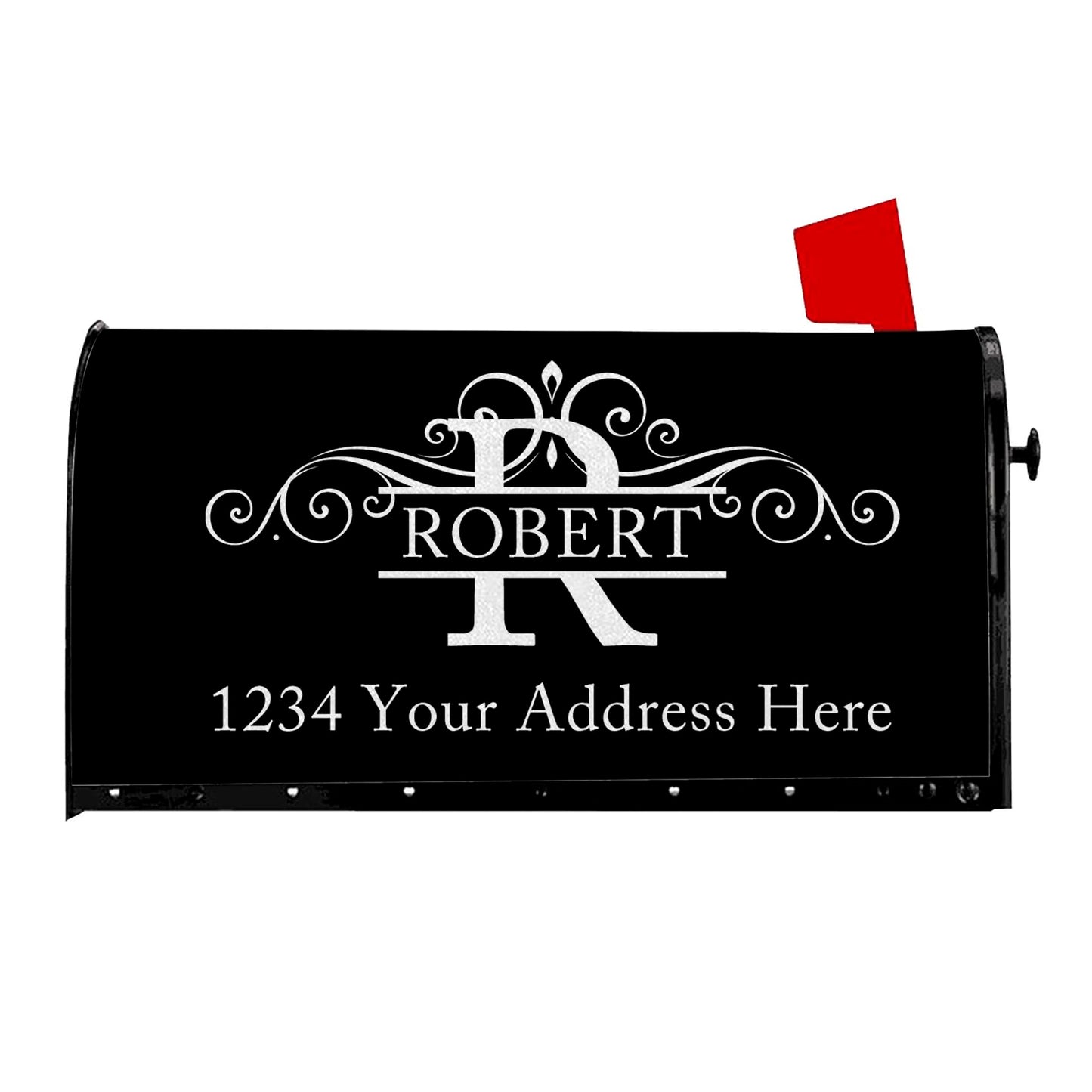 Custom Monogram Last Name Mailbox Covers Personalized Numbers Address Mailbox Cover Magnetic Standard Size, Customized Wraps Post Letter Box Cover for Garden Yard Outside Decorations 18" X 21"