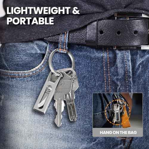 Small Keychain Knife, 2pcs Mini Keychain Box Cutter, Tiny Pocket Knives with Stainless Steel Blade, EDC Package Opener Safety Lock, Little Cutting Tool for Open Box, Cool Gadgets for Women Men