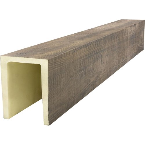 Heritage Timber Rustic Sawn Faux Wood Beam, 3-Sided (U-Beam), 9 1/2"W x 11 1/2"H x 240"L, Smokey Brown Finish