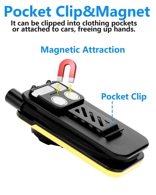 UFOND Rechargeable Flashlight,Lightweight Pocket Work Light Gooseneck Lamp,Dual Light Source 4 Mode Brightness,Magnetic Clip Aluminum Alloy Spotlight,Hand Free for Repair Outdoor Camping Emergency