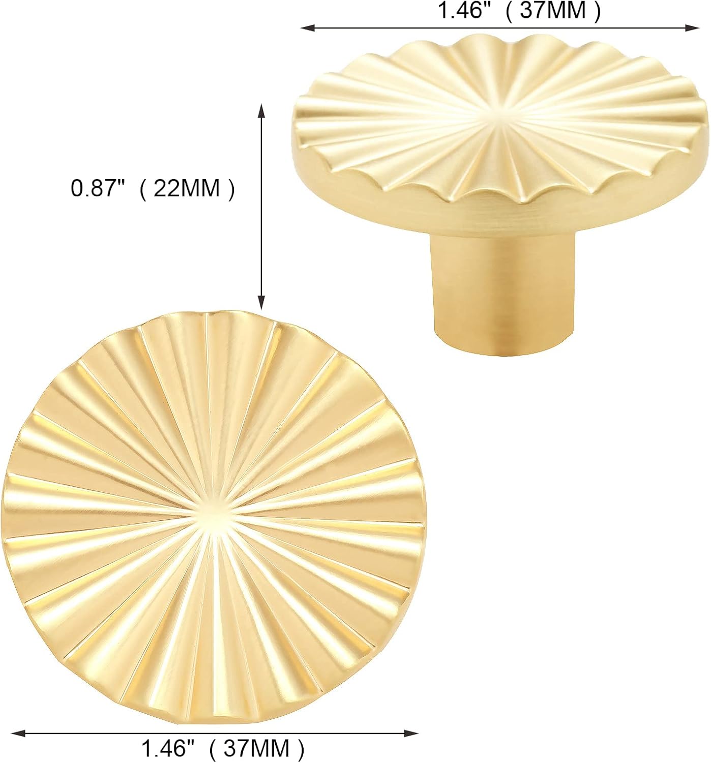 6 Pack Gold Kitchen Cabinet knobs and Pulls - Brushed Gold Zinc Cupboard Drawer Handles for Dresser Drawers