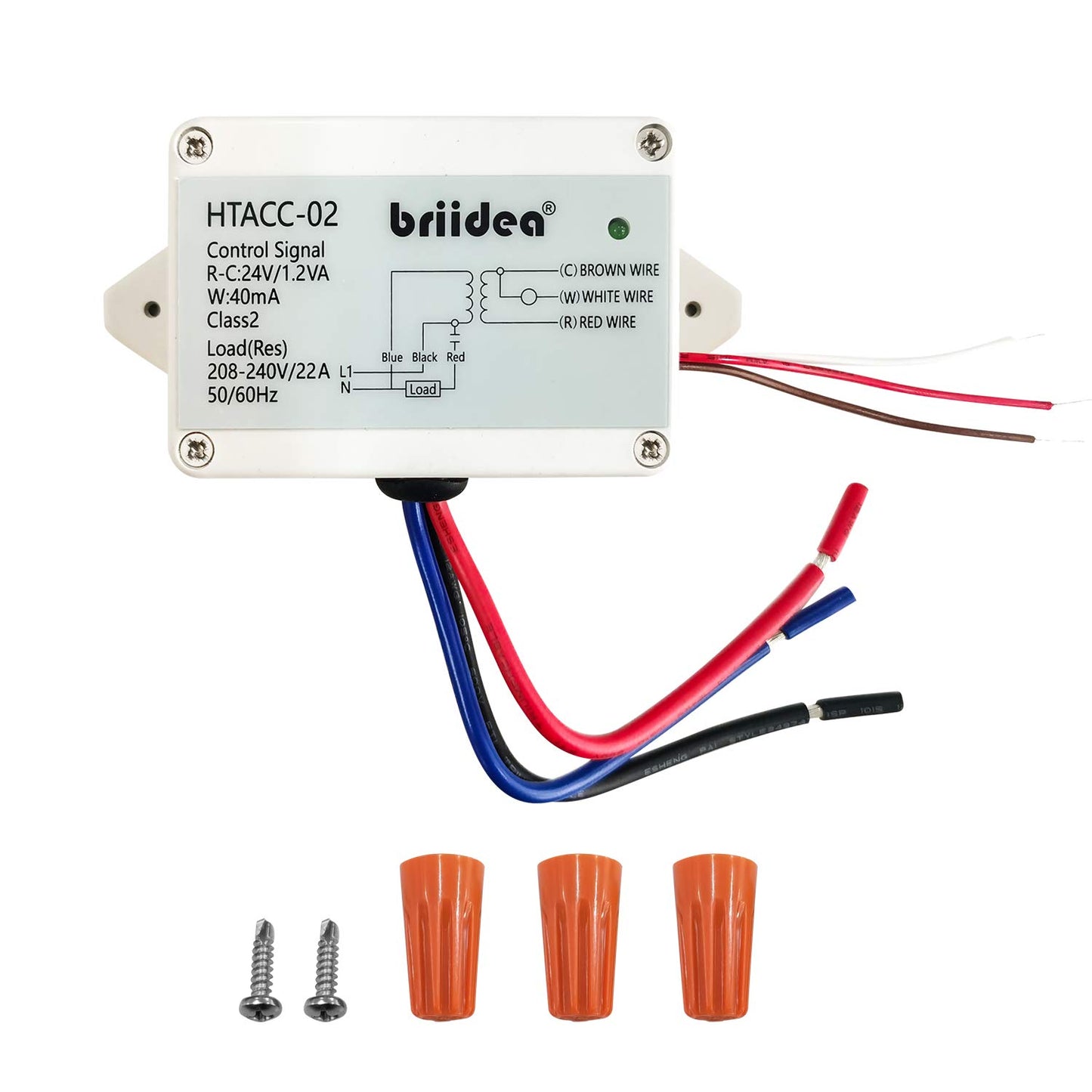 Briidea 220V/240V On/Off Switch Electric Heating Relay with Built-in 24V Transformer, Replacement for Any Relay, Compatible with 24V Thermostat